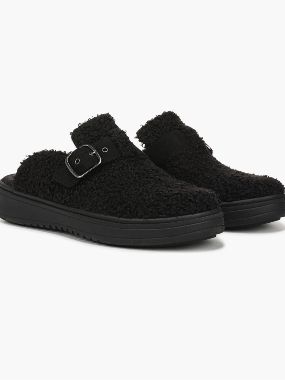 NEW LifeStride Vibe-Cozy Washable Round Mule Clogs Black Faux Shearling Size 8